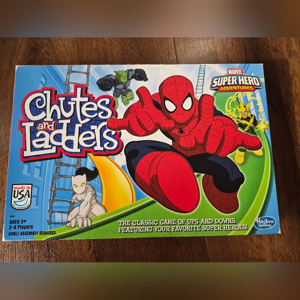Hasbro Gaming Chutes and Ladders: Marvel Spider-Man Edition Board Game for Kids